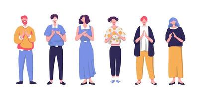 People clapping with hands, applauding set. flat style illustration design vector