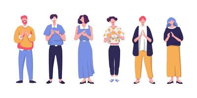 People clapping with hands, applauding set. flat style illustration design vector