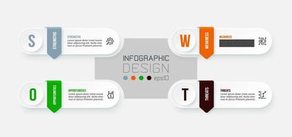 plantilla de infografía de concepto de negocio con análisis foda. vector