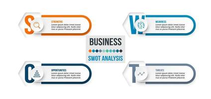 Business concept infographic template with swot analysis. vector