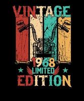 diseño de camiseta de cumpleaños de edición limitada vintage 1968 para amantes de las motocicletas vector