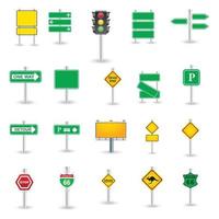 Collection of warning, mandatory, prohibition and information traffic signs. European traffic signs collection. Vector illustration.