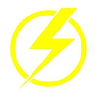 energía eléctrica alto voltaje icono signo símbolo amarillo vector diseño ilustración