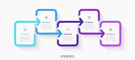 Vector Infographic label design template with icons and 5 options or steps. Can be used for process diagram, presentations, workflow layout, banner, flow chart, info graph.