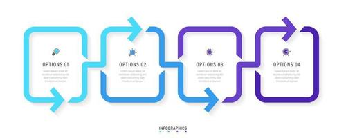 plantilla de diseño de etiquetas infográficas vectoriales con iconos y 4 opciones o pasos. se puede utilizar para diagramas de proceso, presentaciones, diseño de flujo de trabajo, banner, diagrama de flujo, gráfico de información. vector