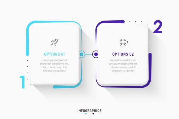 Vector Infographic label design template with icons and 2  options or steps. Can be used for process diagram, presentations, workflow layout, banner, flow chart, info graph.