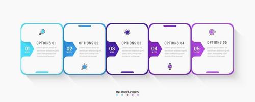 Vector Infographic label design template with icons and 5 options or steps. Can be used for process diagram, presentations, workflow layout, banner, flow chart, info graph.