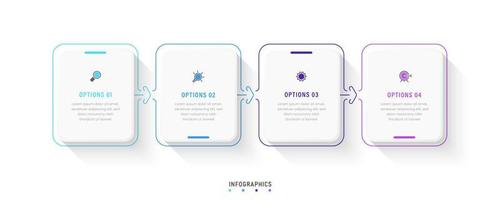 plantilla de diseño de etiquetas infográficas vectoriales con iconos y 4 opciones o pasos. se puede utilizar para diagramas de proceso, presentaciones, diseño de flujo de trabajo, banner, diagrama de flujo, gráfico de información. vector