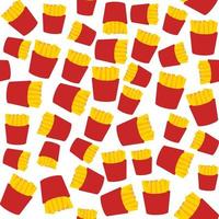 Seamless repeating vector pattern of french fries with no shadows on a white background