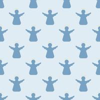 Seamless pattern with angels on a light blue background vector art illustration.