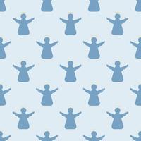 Seamless pattern with angels on a light blue background vector art illustration.