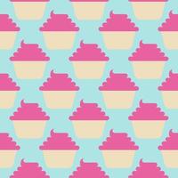 Seamless pattern with cupcake on a light blue background vector art illustration.