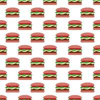 Seamless repeating vector pattern of hamburgers with no shadows on a white background