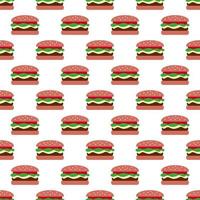 Seamless repeating vector pattern of hamburgers with no shadows on a white background