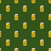 Seamless pattern with beer a dark green background vector art illustration