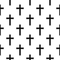Seamless pattern with black christian crosses on a white background vector art illustration.