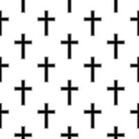 Seamless pattern with black christian crosses on a white background vector art illustration.