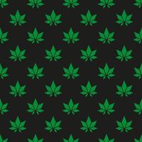 Seamless pattern with abstract quadrilateral green cannabis leaves on a black background vector art illustration
