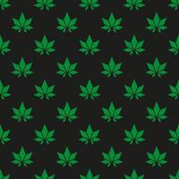 Seamless pattern with abstract quadrilateral green cannabis leaves on a black background vector art illustration