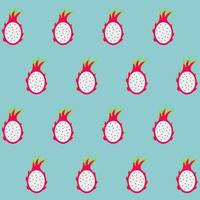 Seamless pattern with dragon fruit on a light blue background vector art illustration.