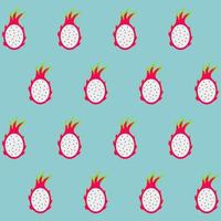 Seamless pattern with dragon fruit on a light blue background vector art illustration.