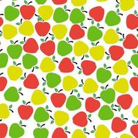 Seamless pattern with colorful apples on a white background vector art illustration.