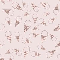 Seamless pattern with outline ice cream on a background vector art illustration.