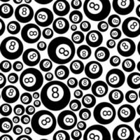 Seamless pattern with 8 ball on a white background vector art illustration