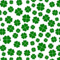 Seamless pattern with green clover on a white background vector art illustration.