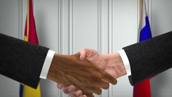 Chad and USA Partnership Business Deal. National Government Flags. Official Diplomacy Handshake Illustration Animation. Agreement Businessman Shake Hands video