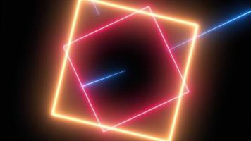 neon abstract background, red glowing lines, square shapes, ultraviolet light, laser rays video