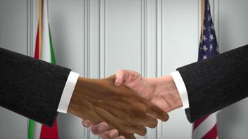 Burundi and USA Partnership Business Deal. National Government Flags. Official Diplomacy Handshake Illustration Animation. Agreement Businessman Shake Hands video