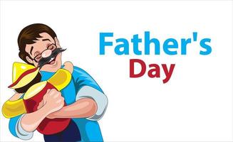 Fathers Day cartoon poster vector illustration on white background