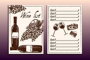 Template list or wine tasting. Illustration glass of wine. Background with wine stains. Idea for your design. Vector