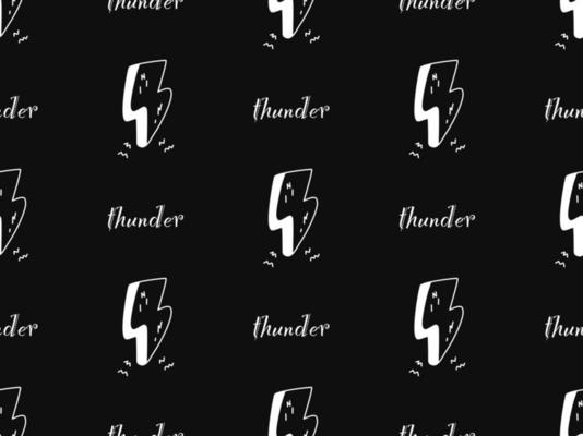 thunder cartoon character seamless pattern on black background