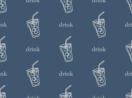 Drink cartoon character seamless pattern on blue background vector
