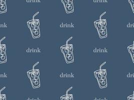 Drink cartoon character seamless pattern on blue background vector