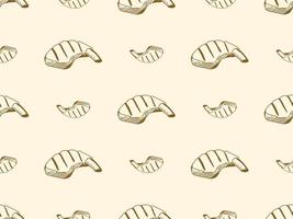 Steak cartoon character seamless pattern on orange background vector