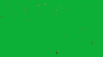 Gold confetti falling animation in green screen video