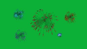 hermosa animación de fuegos artificiales en pantalla verde video