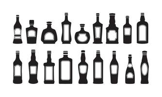 Vector set with different bottles of alcohol