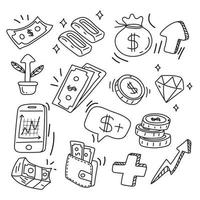 vector de colección de iconos de dinero, inversión, oro, bolsa de dinero, fondo aislado