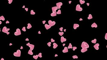 Looped video pink hearts in transparent background