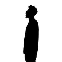 black man waiting for someone sideways isolated silhouette vector