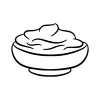 Contour sour cream on plate vector