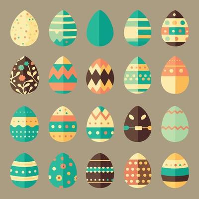 food themed colorful easter eggs collection