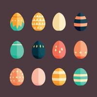 colección de huevos de pascua coloridos con temas de comida vector