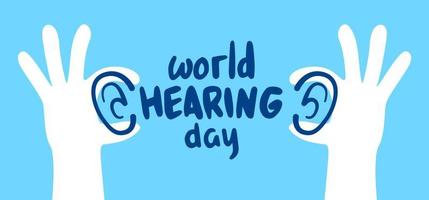 World Hearing Day Concept Design. Ear Global Awareness, prevent deafness and hear loss care vector