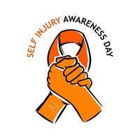 Self Injury Awareness Day Concept Design. SIAD days, global awareness vector