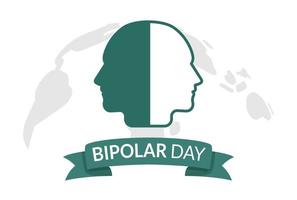 ilustración de diseño del día mundial bipolar. se celebra cada año el 30 de marzo por haber sido diagnosticado póstumamente con trastorno bipolar vector